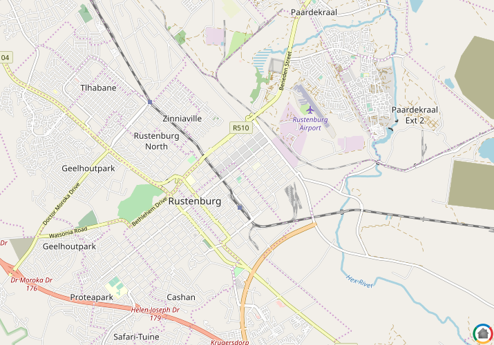 Map location of Rustenburg Oos-Einde